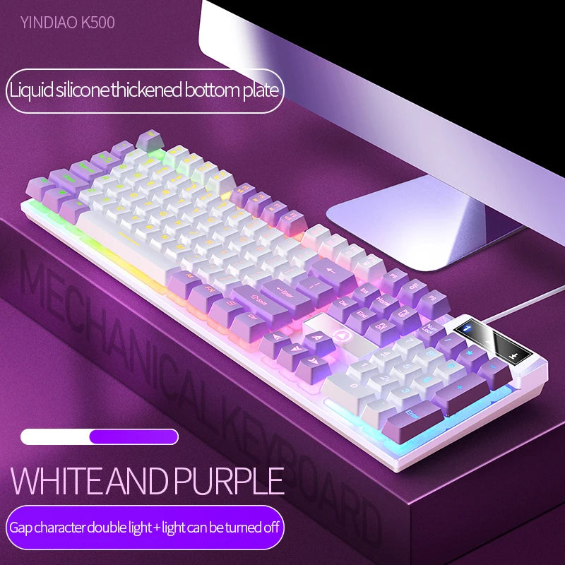 Teclado YINDIAO K500 com Fio – 104 Teclas, Numerico e Perfil Baixo