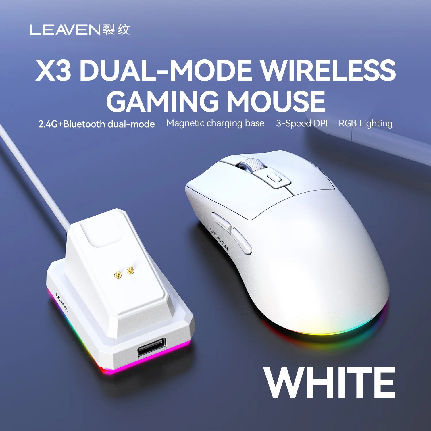 Mouse Sem Fio X3 Dual Mode Bluetooth + 2.4GHz – 1600 DPI, Recarregavel e Ul leve