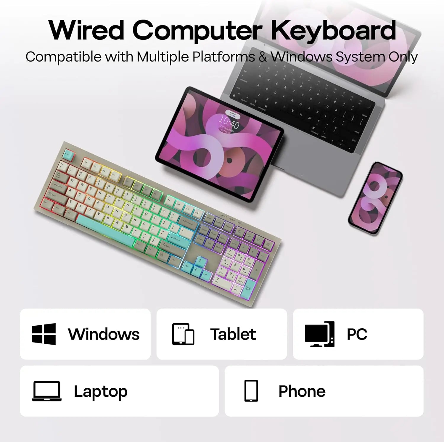 Teclado Gamer AULA S102 RGB – Full Size 108 Teclas, Silencioso e USB