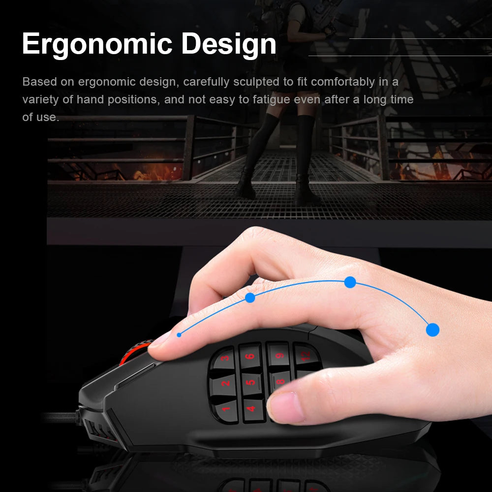 Mouse X-39 - USB 16400 DPI 18 Botões Programáveis (Tibia, Lol, Path of Exile, MMORPG, FPS)