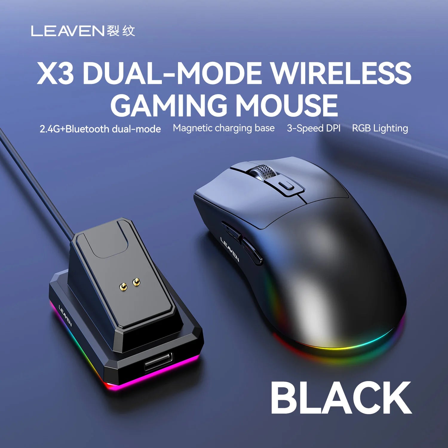 Mouse Sem Fio X3 Dual Mode Bluetooth + 2.4GHz – 1600 DPI, Recarregavel e Ul leve