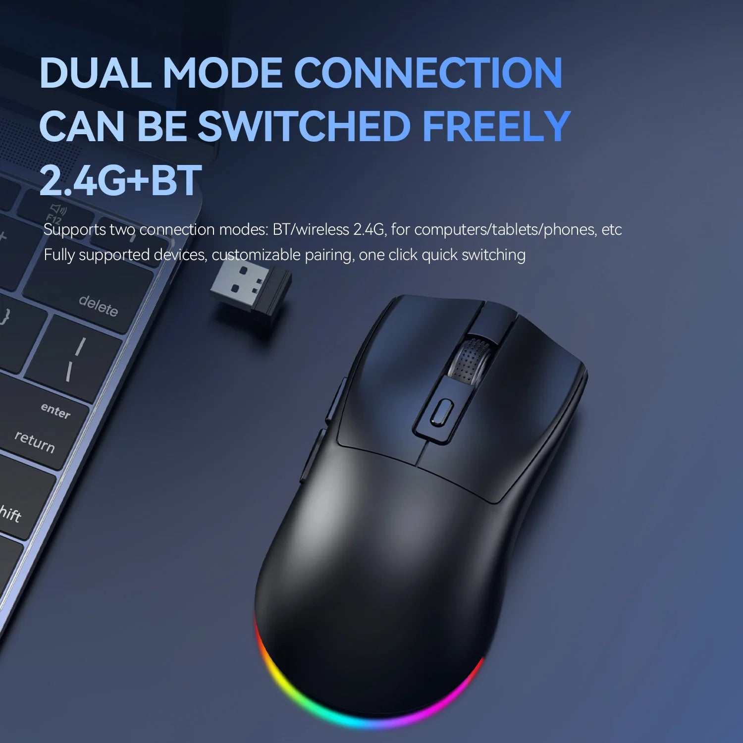 Mouse Sem Fio X3 Dual Mode Bluetooth + 2.4GHz – 1600 DPI, Recarregavel e Ul leve