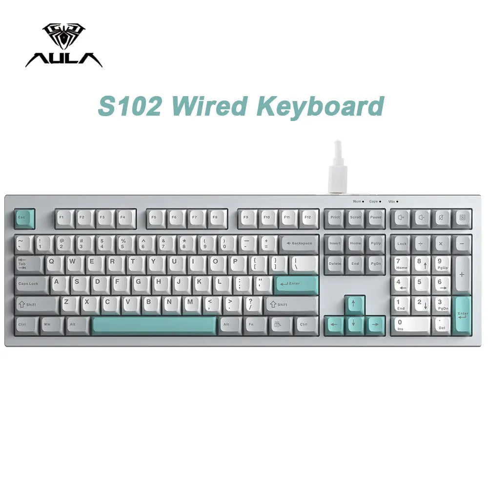 Teclado Gamer AULA S102 RGB – Full Size 108 Teclas, Silencioso e USB